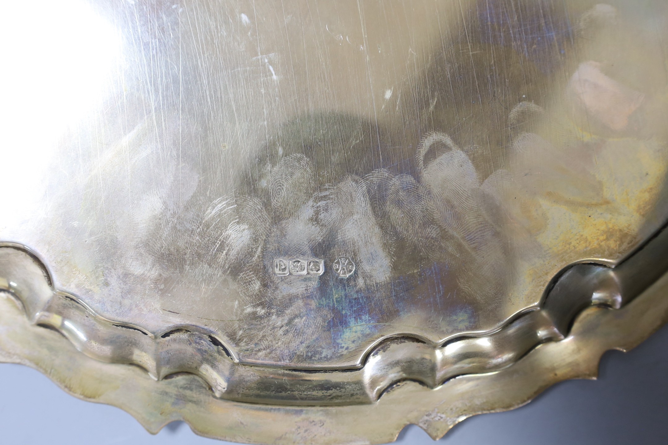 A George V silver salver, William Hutton & Sons, Sheffield, 1921, 30.3cm, 29.5oz.